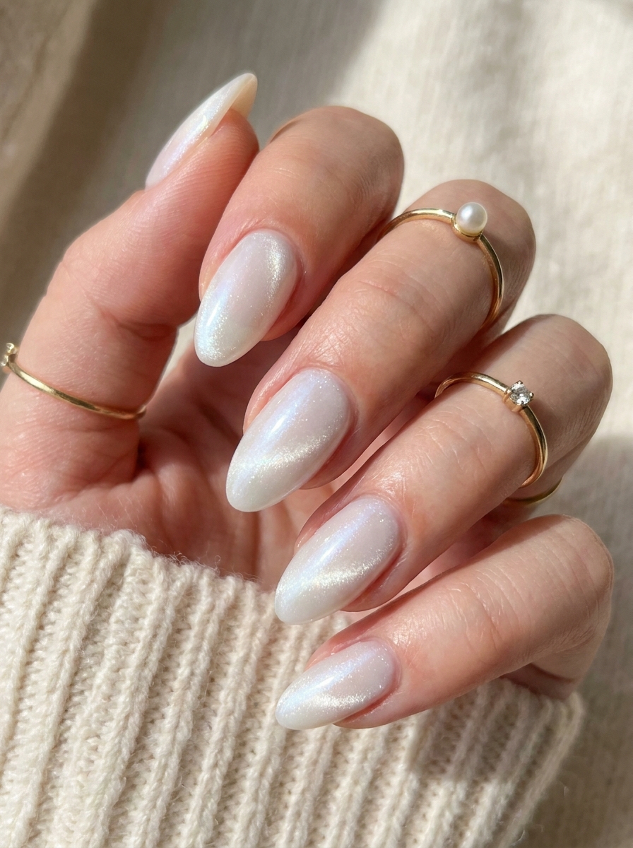 Milchige Cat Eye Nägel
